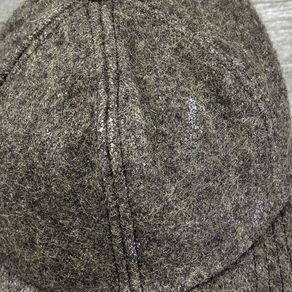 VTG P Caps USA Wool Hat Adult Large Ear Neck Flap Gray Black Preowned - Picture 3 of 16
